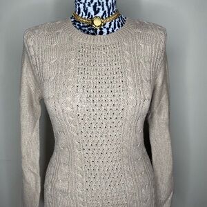 Ambiance Cream Cable Knit Crew Neck Sweater